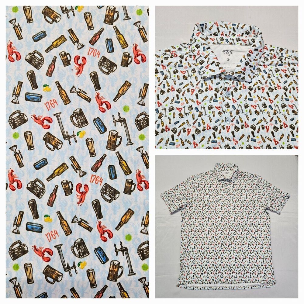1764 Performance Golf Polo‎ Shirt Men XL Cajun Geometric Print